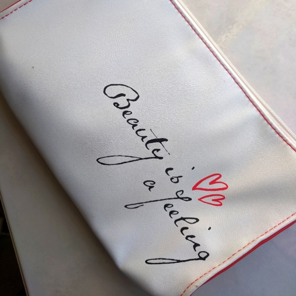 Shiseido Beauty is a feeling, white red makeup bag pouch, new